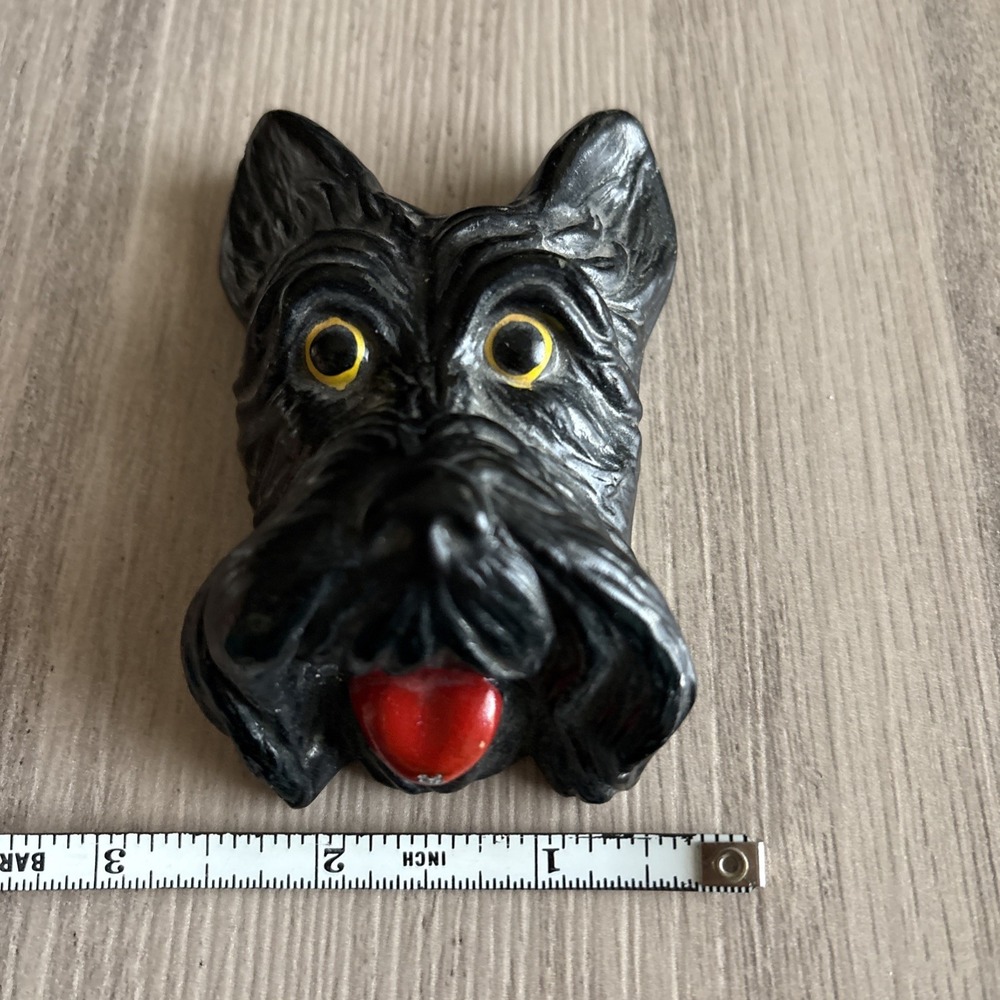 Vintage‎ Scottie Face Mini Chalkware Hanging Figurine Decor 3.75" - Picture 7 of 7